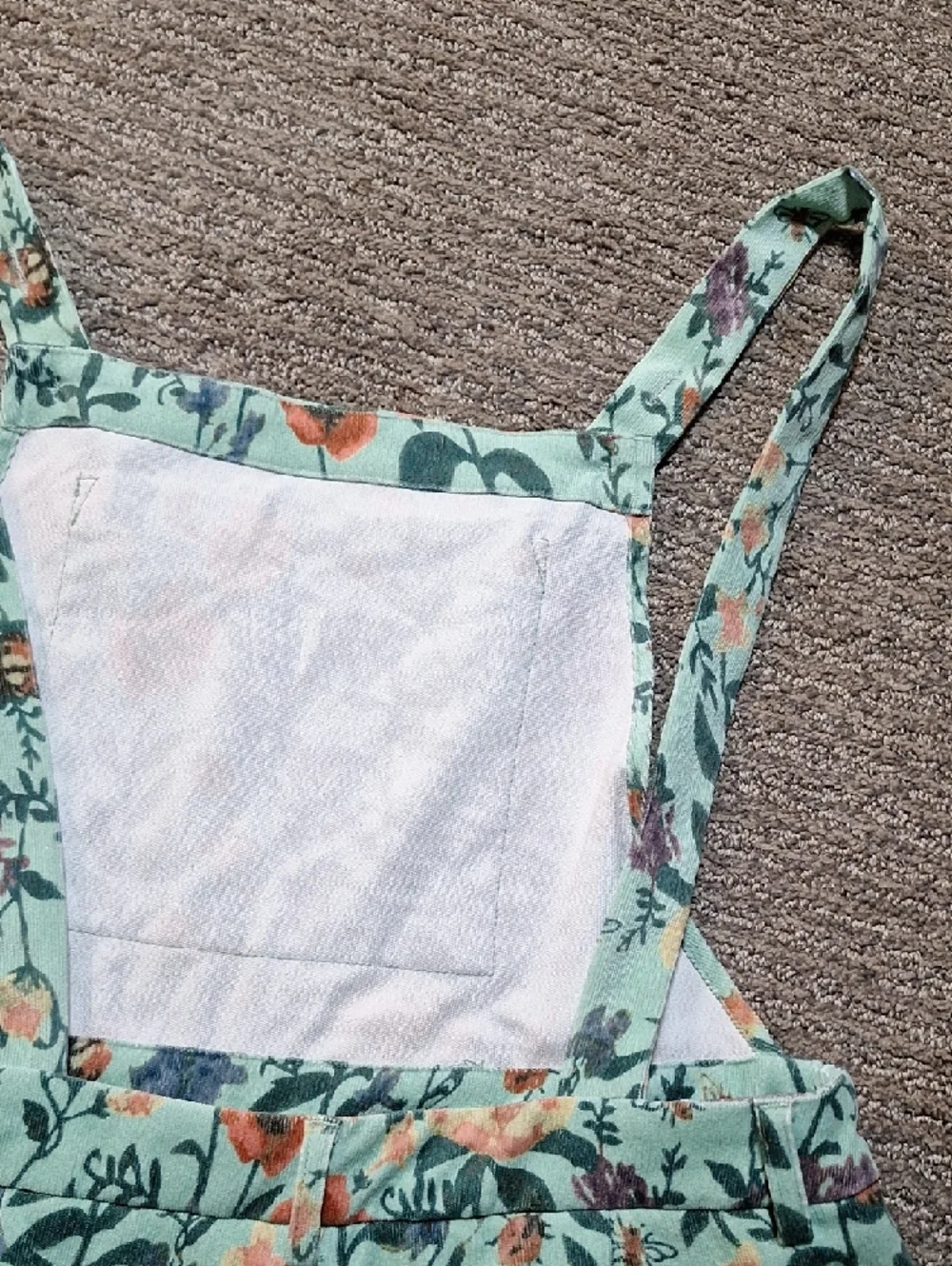Cider Mint Floral Overalls with Orange Blooms - Picture 9 of 12
